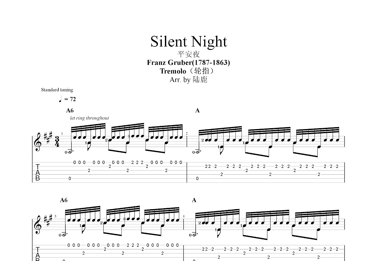 Silent Night吉他谱预览图