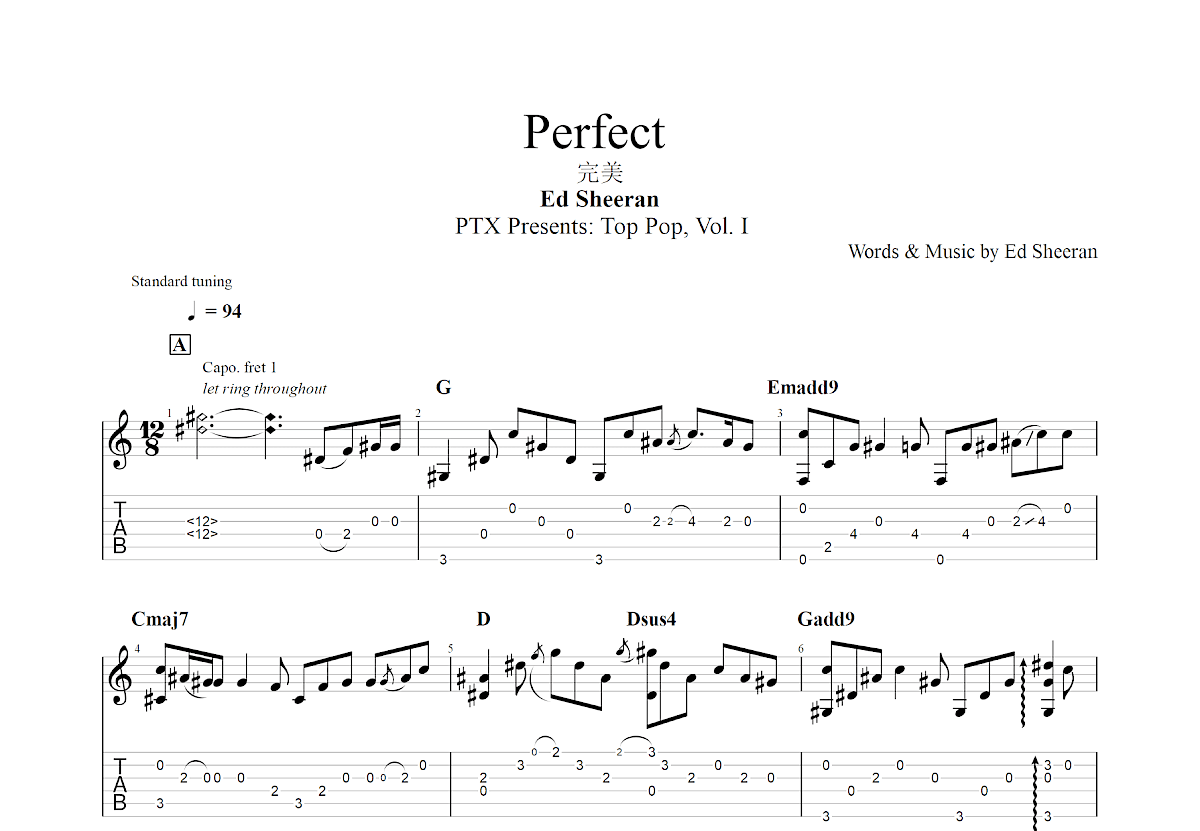Perfect吉他谱预览图