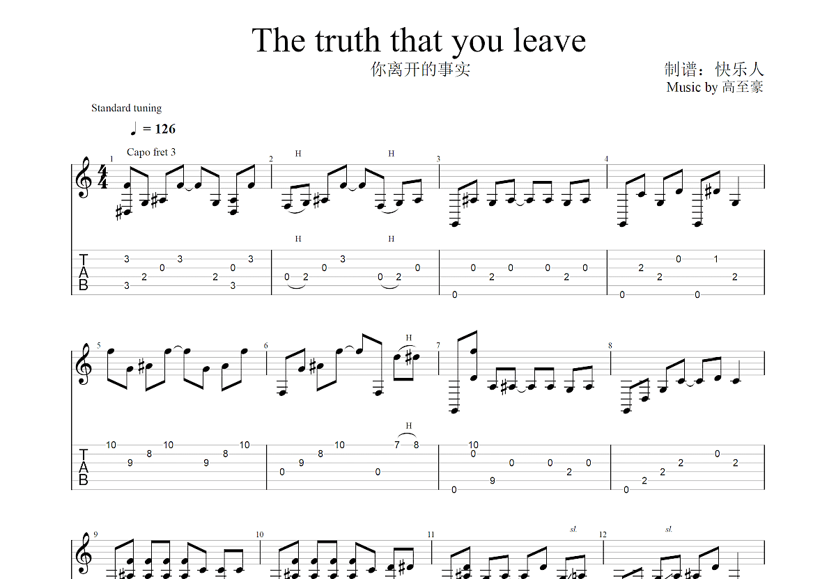 The truth that you leave吉他谱预览图