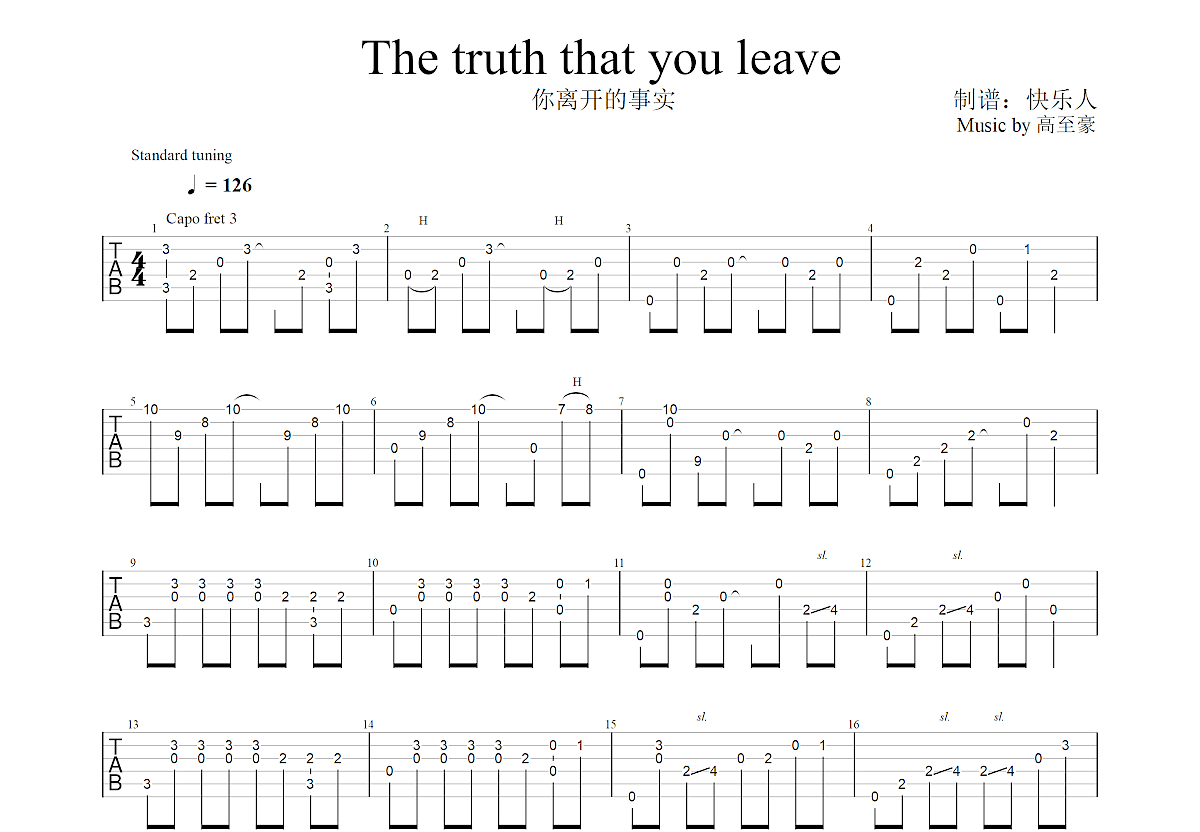 你离开的事实吉他谱预览图