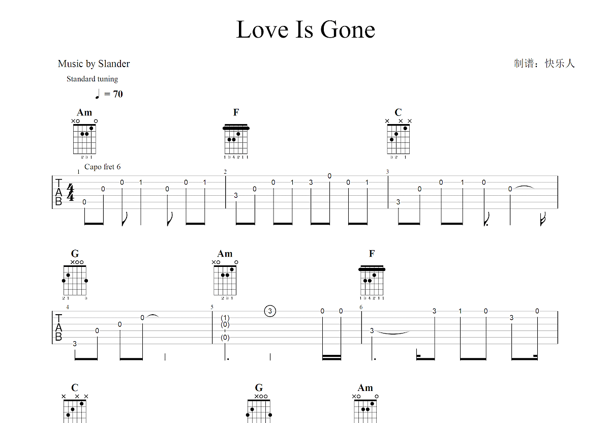 Love Is Gone吉他谱预览图