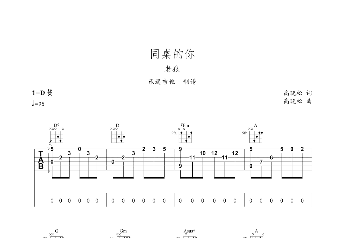 同桌的你间奏前奏吉他谱预览图