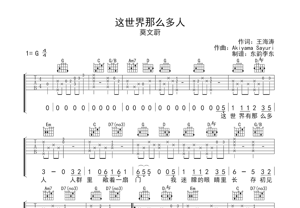 这世界那么多人吉他谱预览图