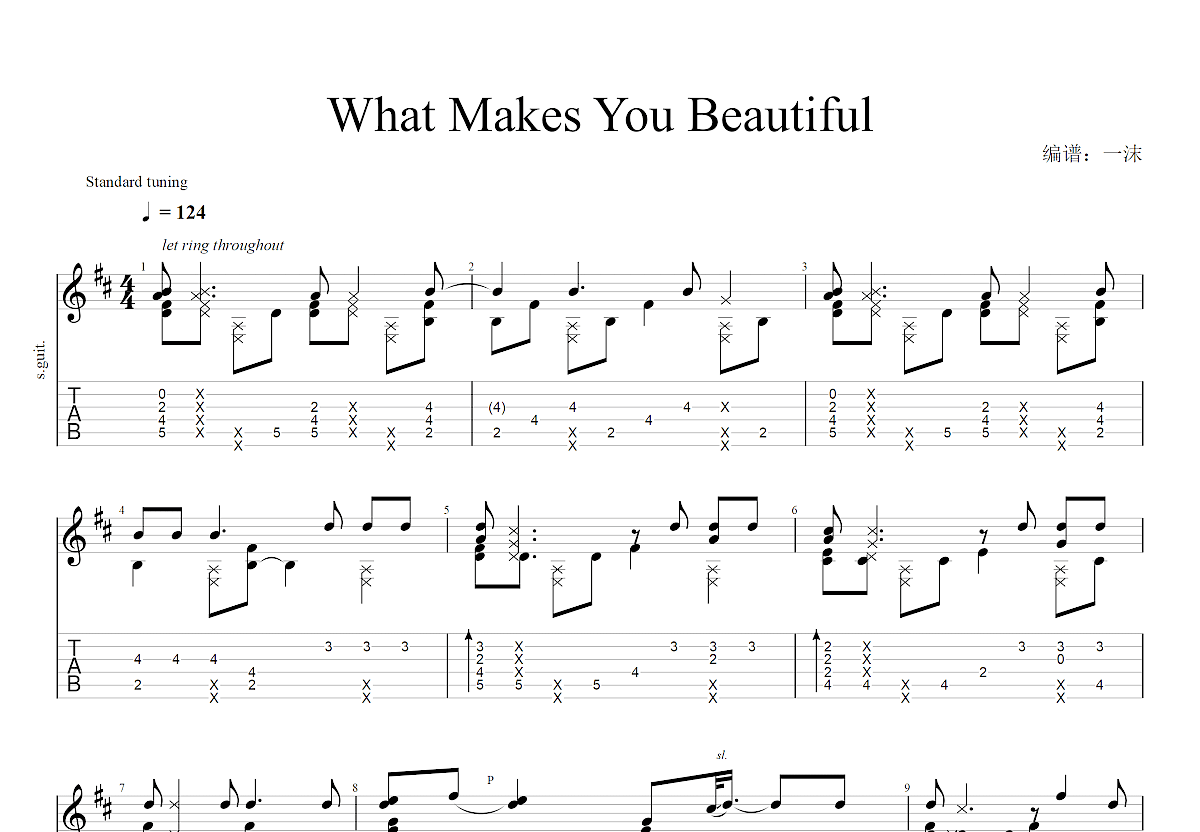 What Makes You Beautiful吉他谱预览图