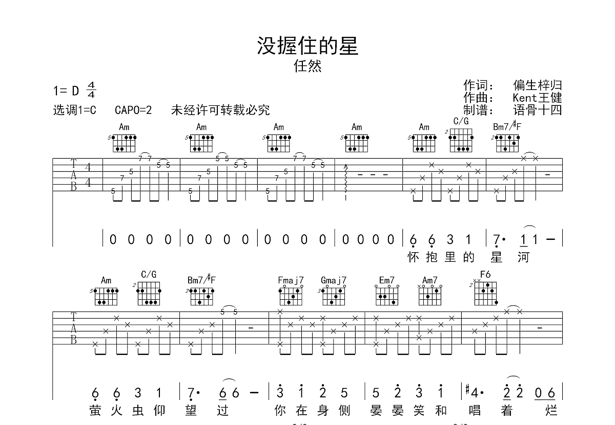 没握住的星吉他谱预览图