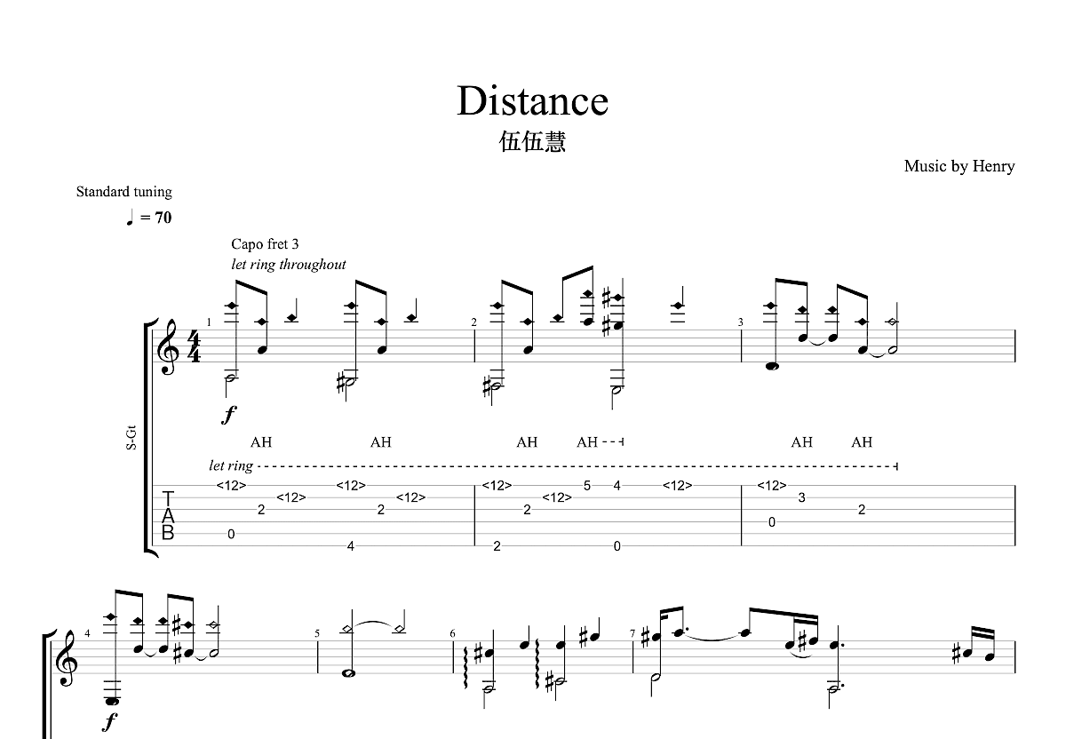 Distance吉他谱预览图