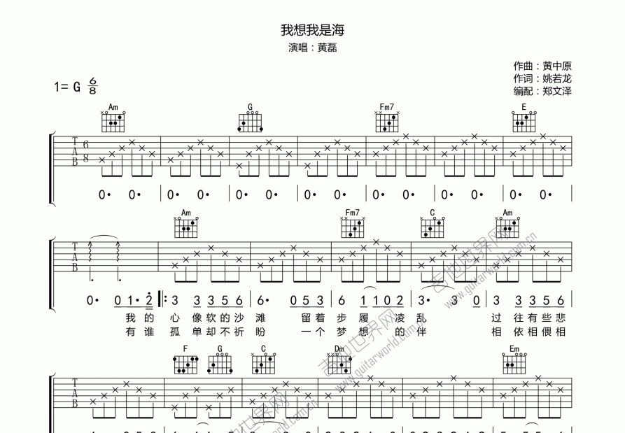 我想我是海吉他谱预览图