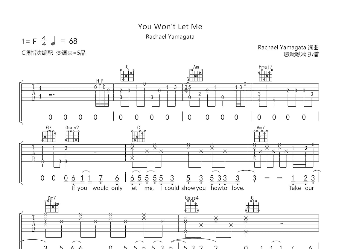 You Won't Let Me吉他谱预览图