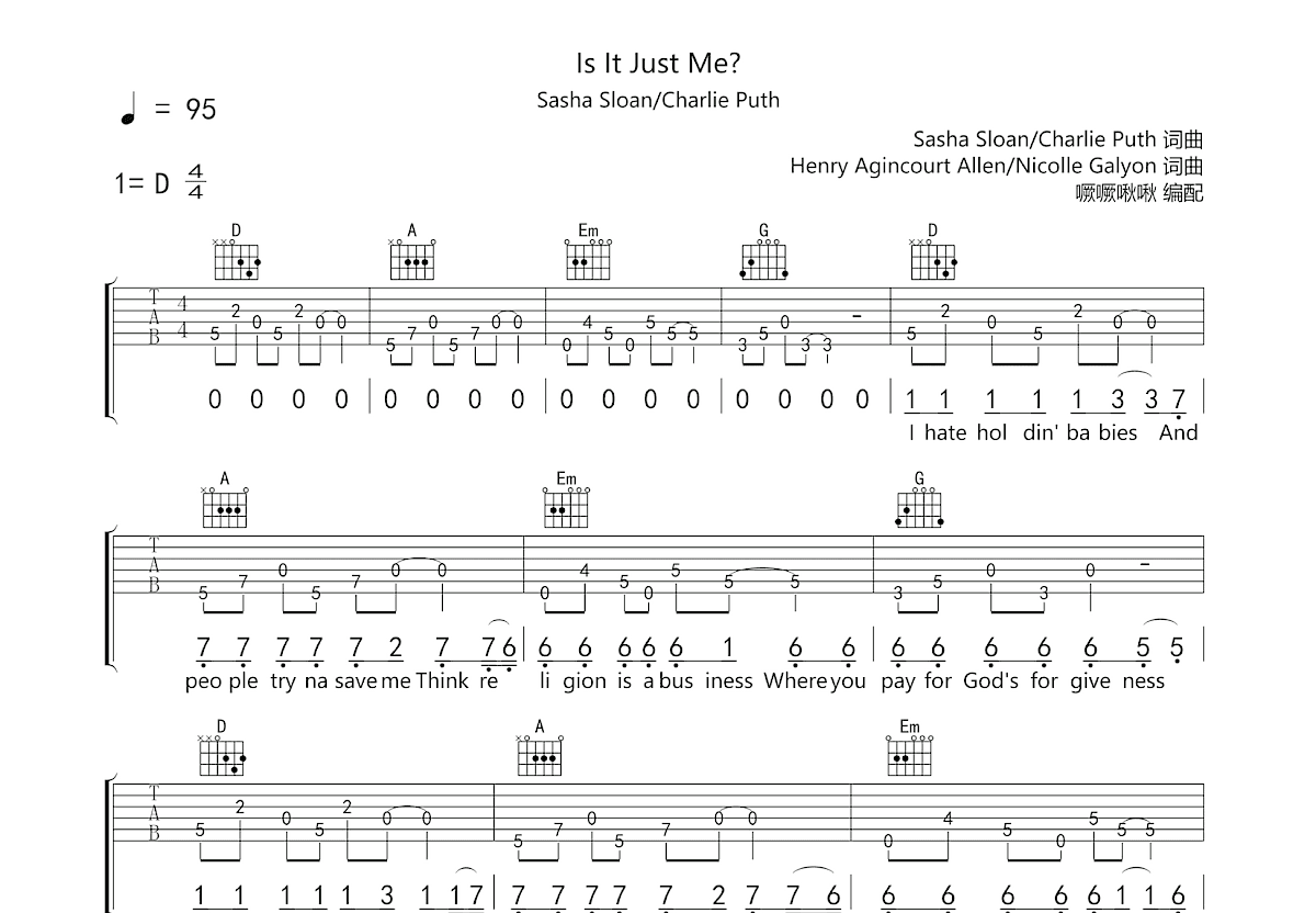 Is It Just Me?吉他谱预览图