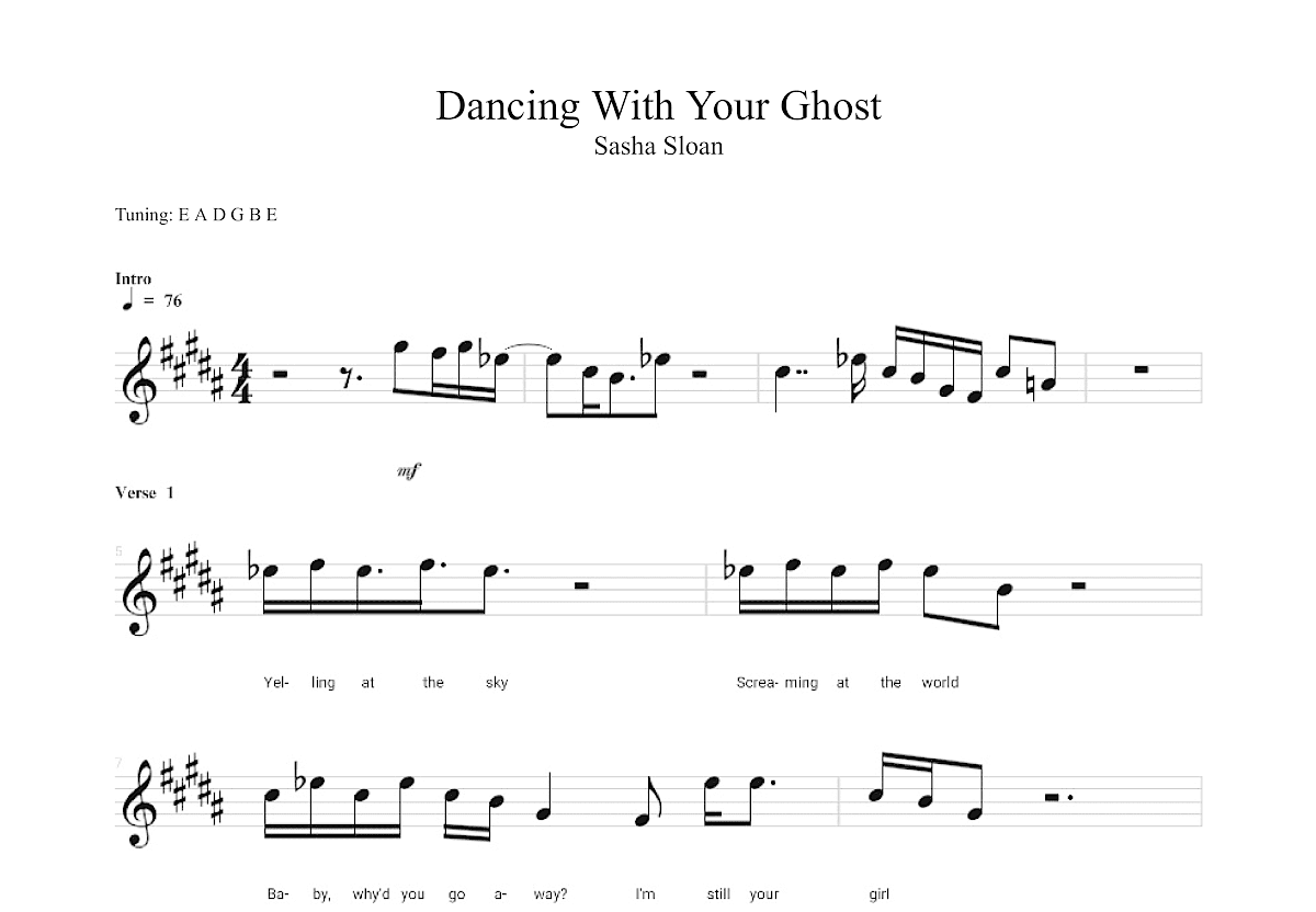 Dancing With Your Ghost吉他谱预览图