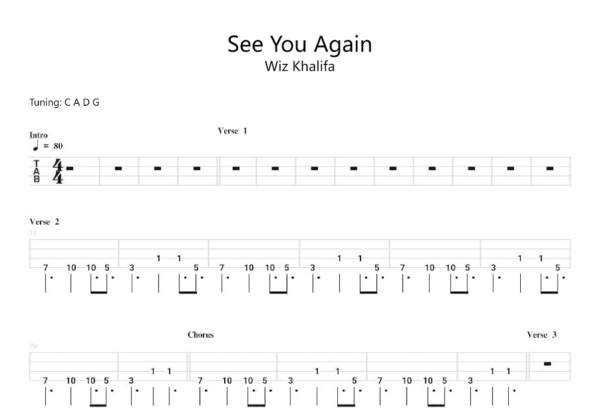 See You Again吉他谱预览图