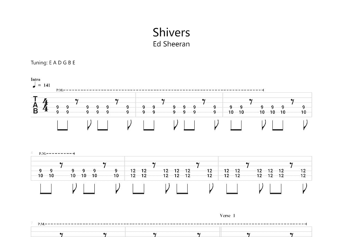 Shivers吉他谱预览图