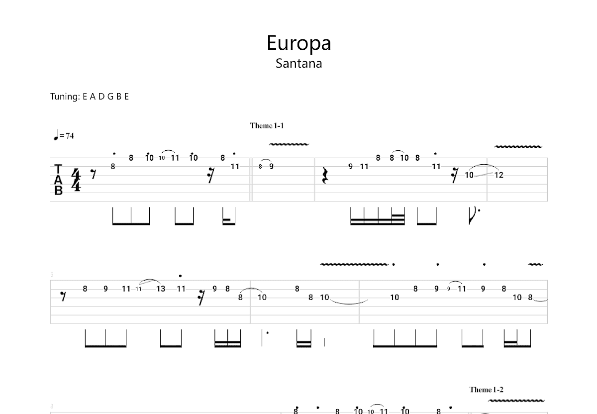 Europa吉他谱预览图