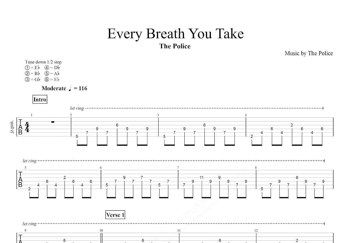 Every breath you take吉他谱预览图