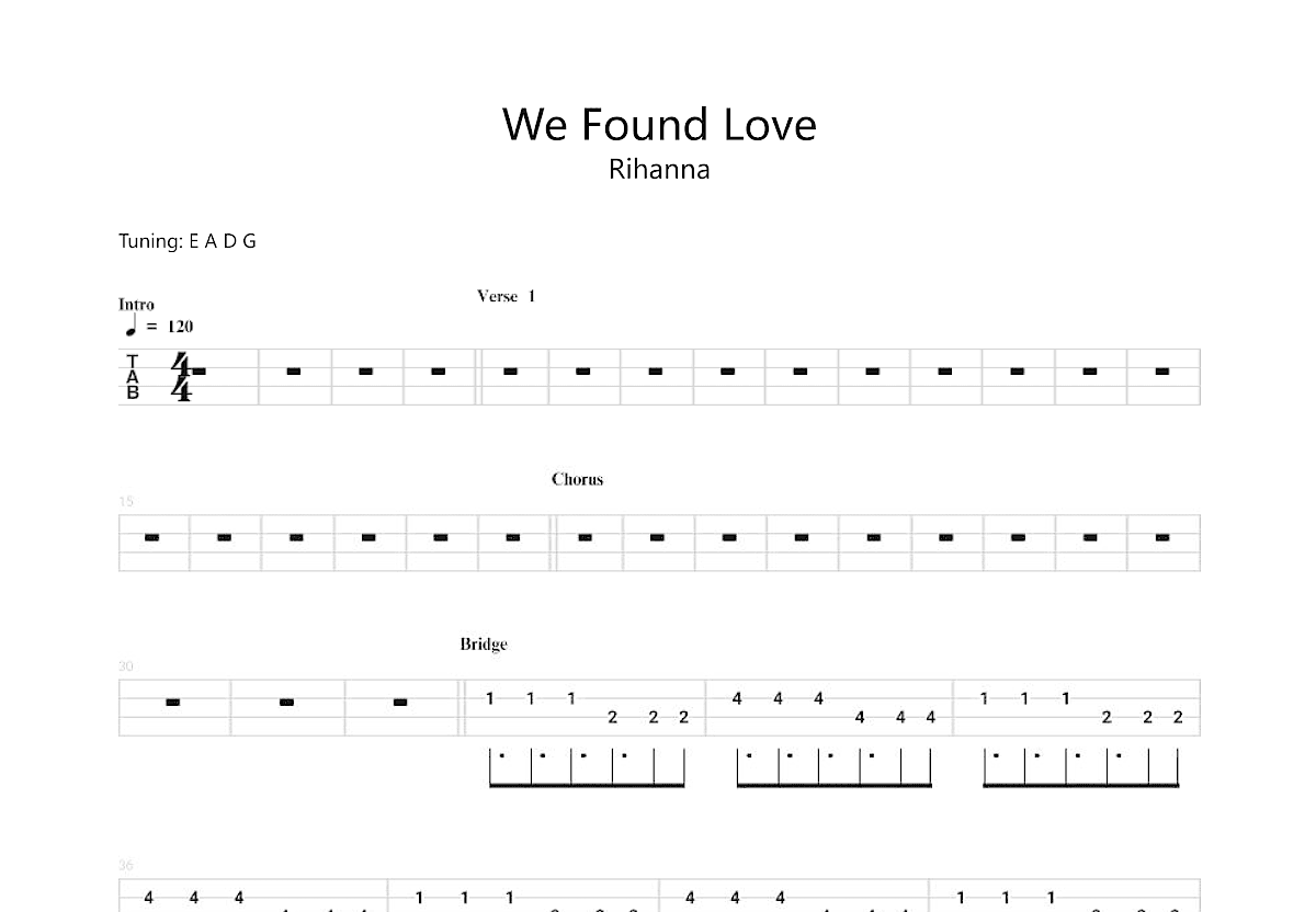 We Found Love吉他谱预览图