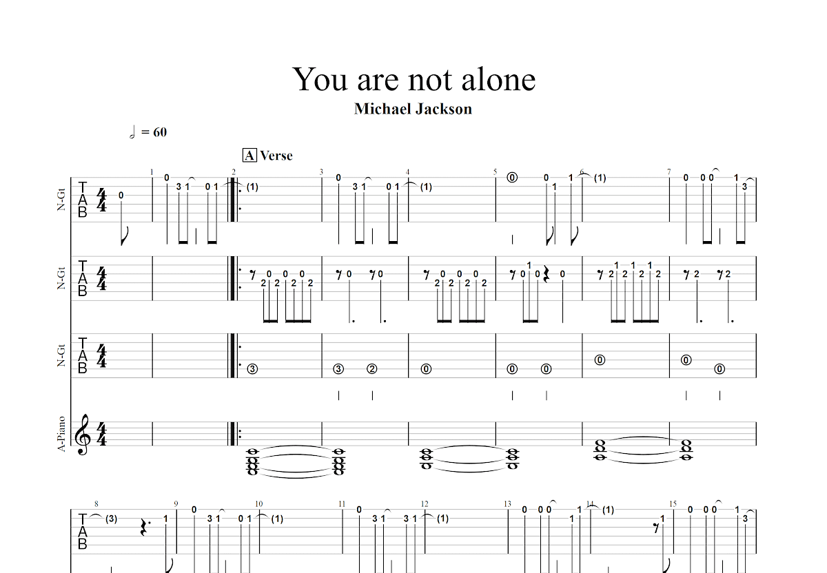 You are not alone吉他谱预览图