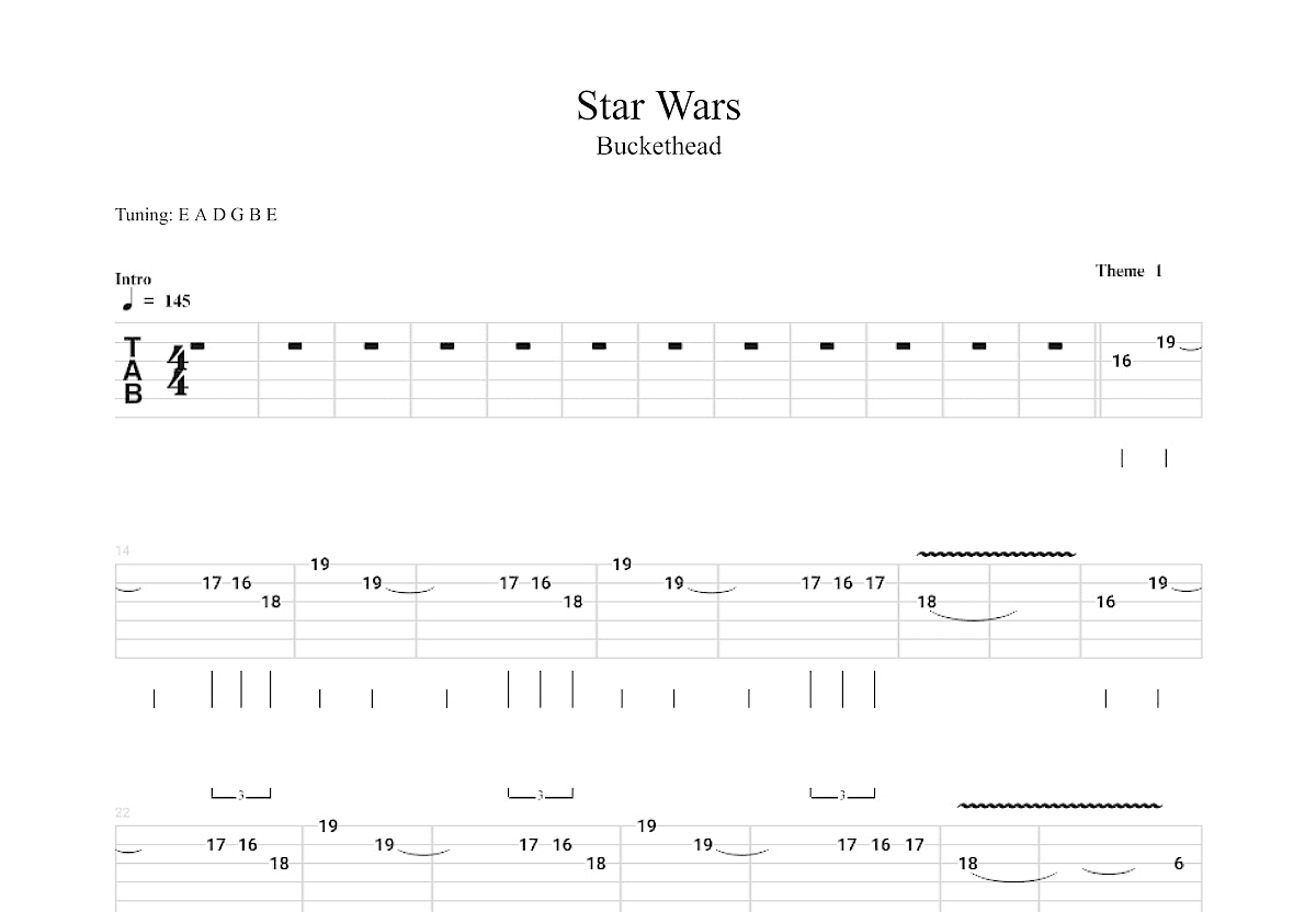 Star Wars吉他谱预览图