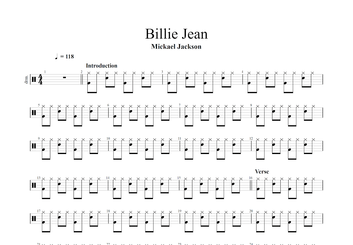 Billie Jean吉他谱预览图