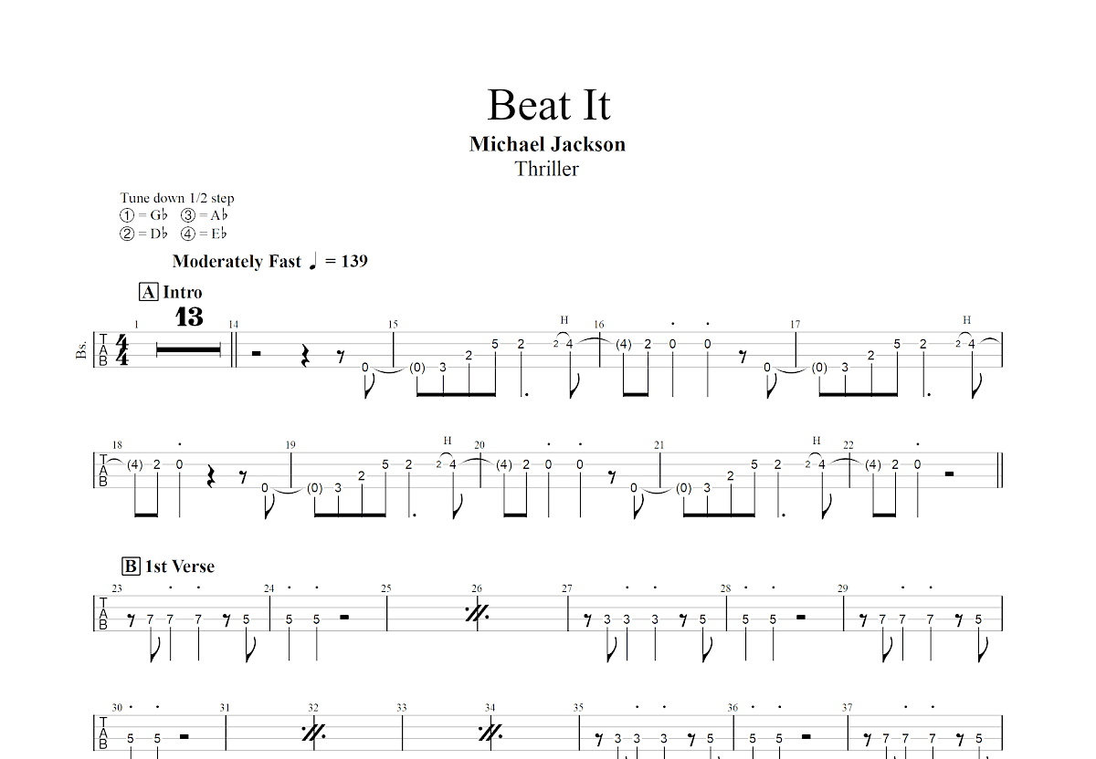 Beat It吉他谱预览图