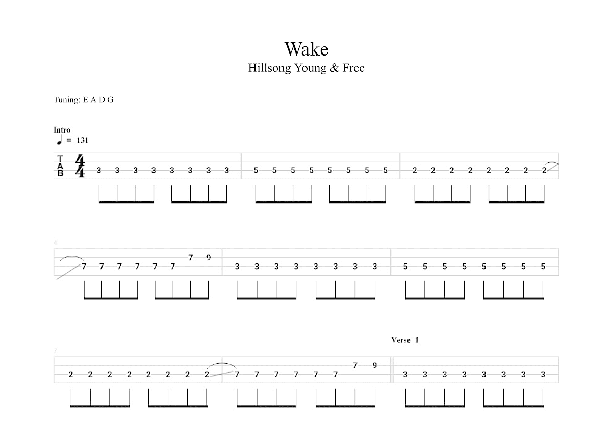 Wake吉他谱预览图