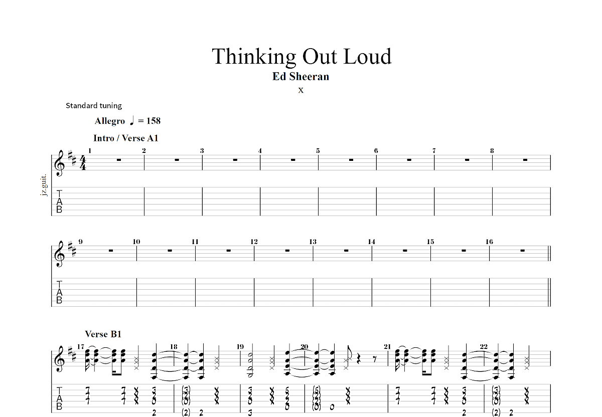 Thinking Out Loud吉他谱预览图