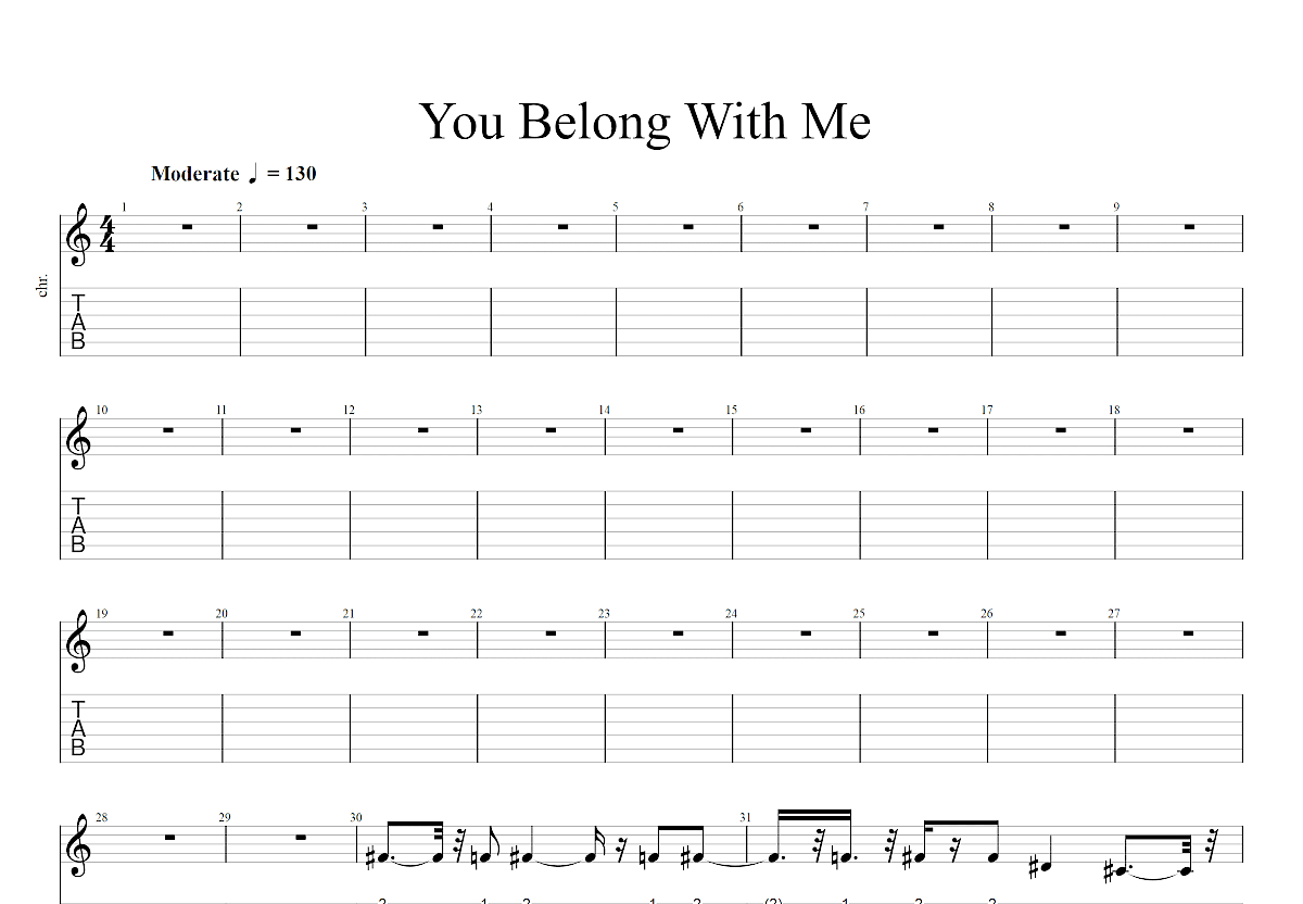 You Belong With Me吉他谱预览图