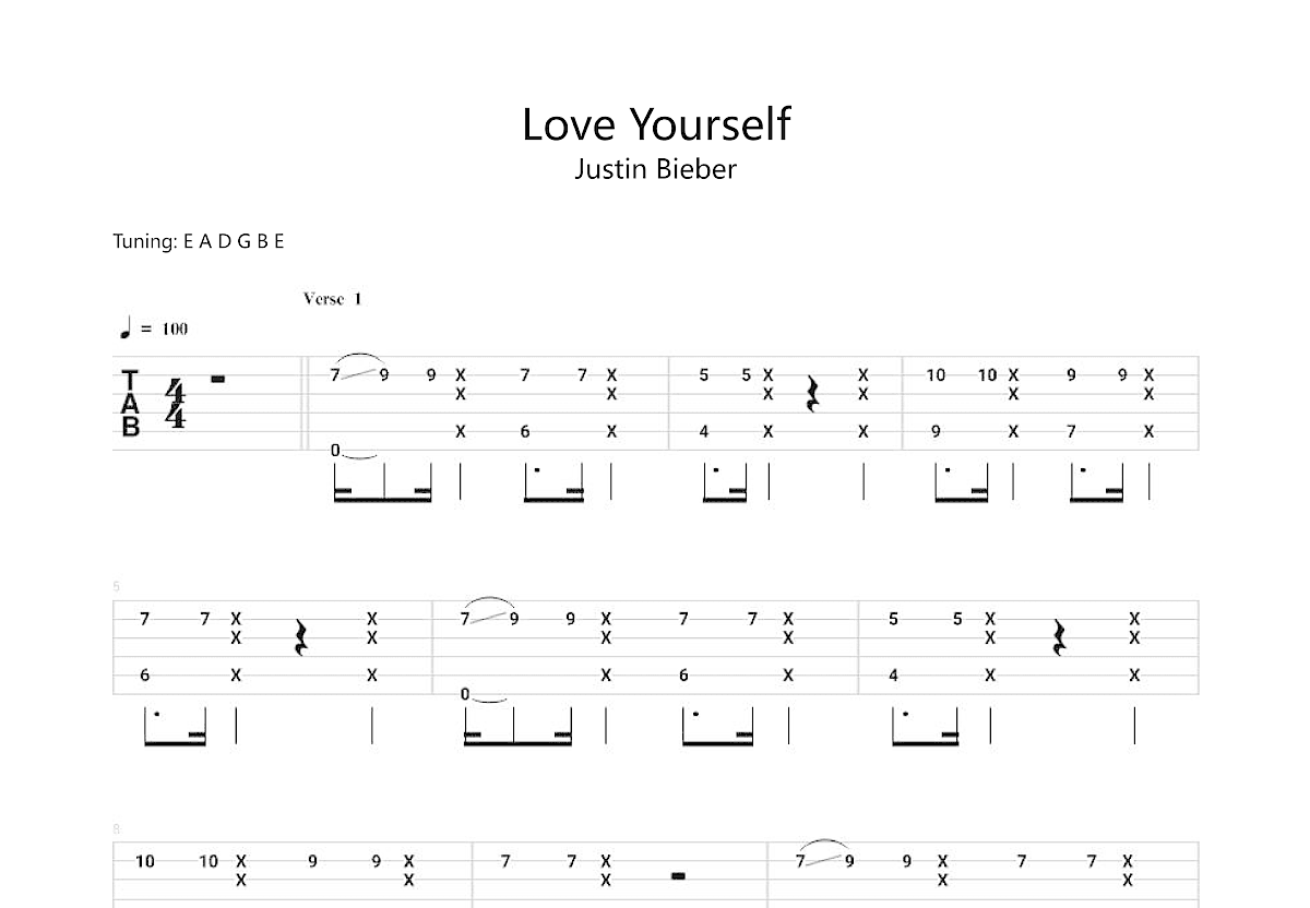Love Yourself吉他谱预览图