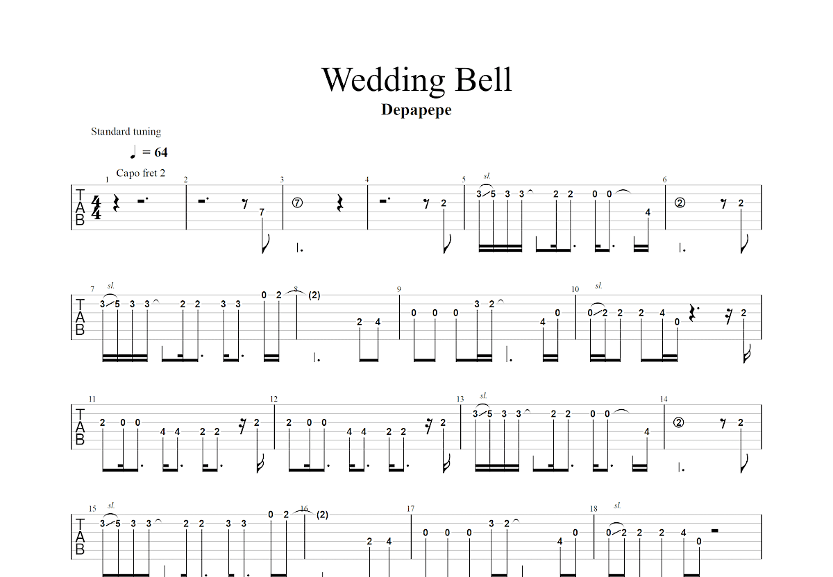 Wedding Bell吉他谱预览图