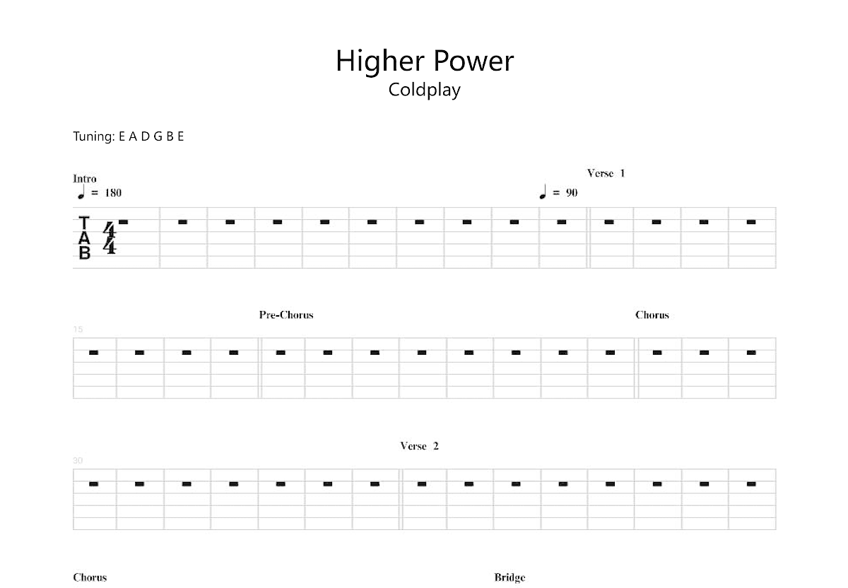 Higher Power吉他谱预览图