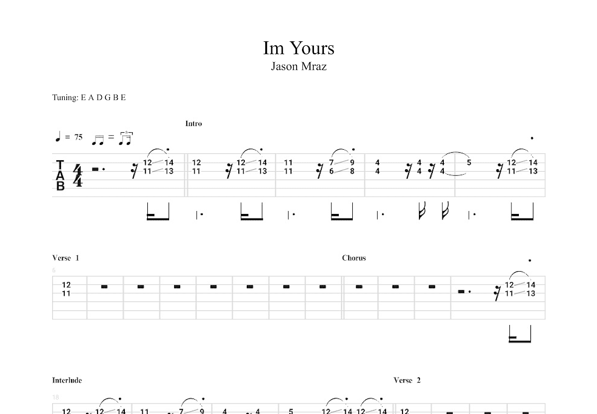 I'm Yours吉他谱预览图