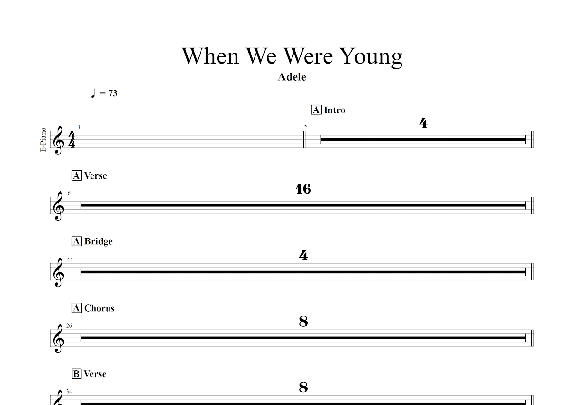 When We Were Young吉他谱预览图