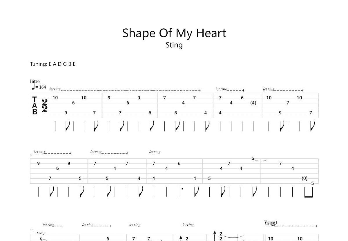 Shape Of Heart吉他谱预览图