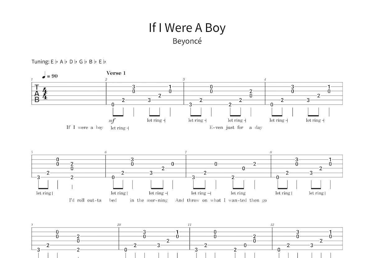 If I Were A Boy吉他谱_Beyonce_G调总谱