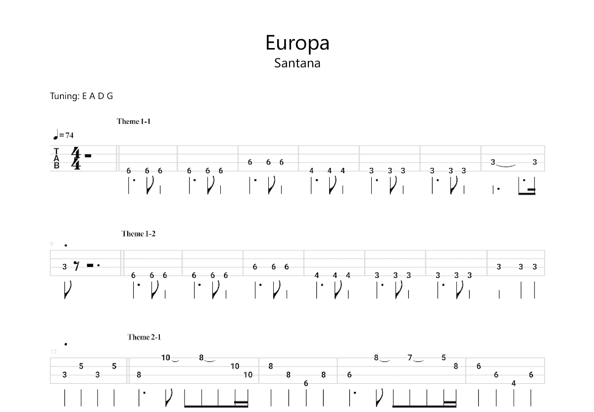 Europa吉他谱预览图