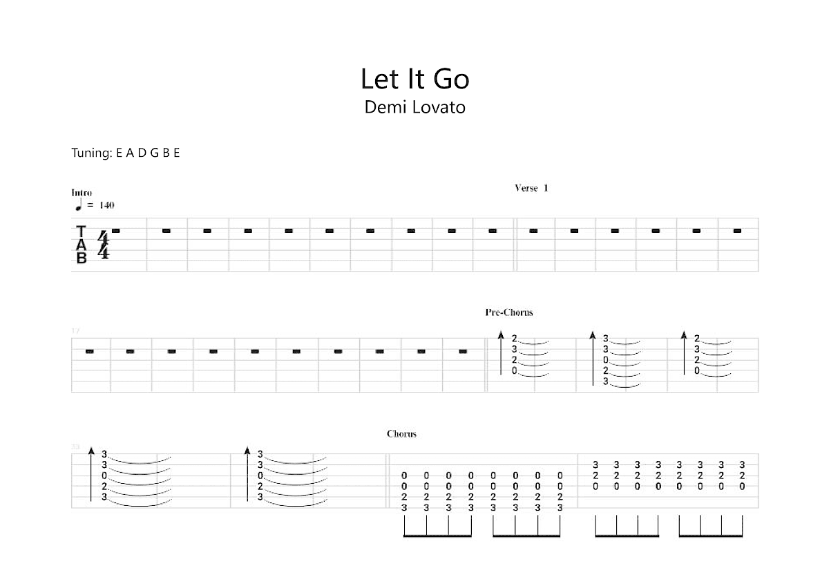 Let It Go吉他谱预览图