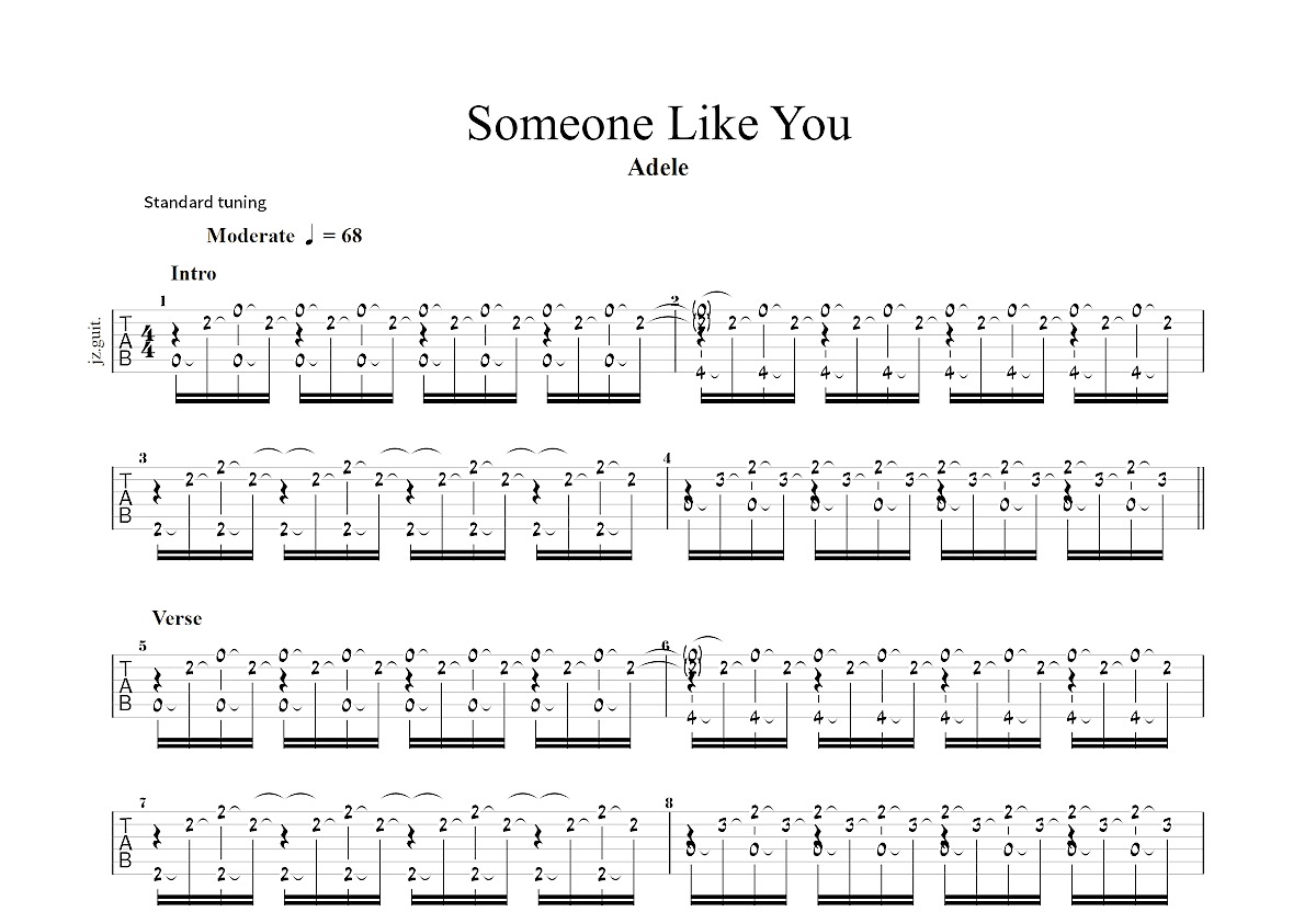 Someone Like You吉他谱预览图