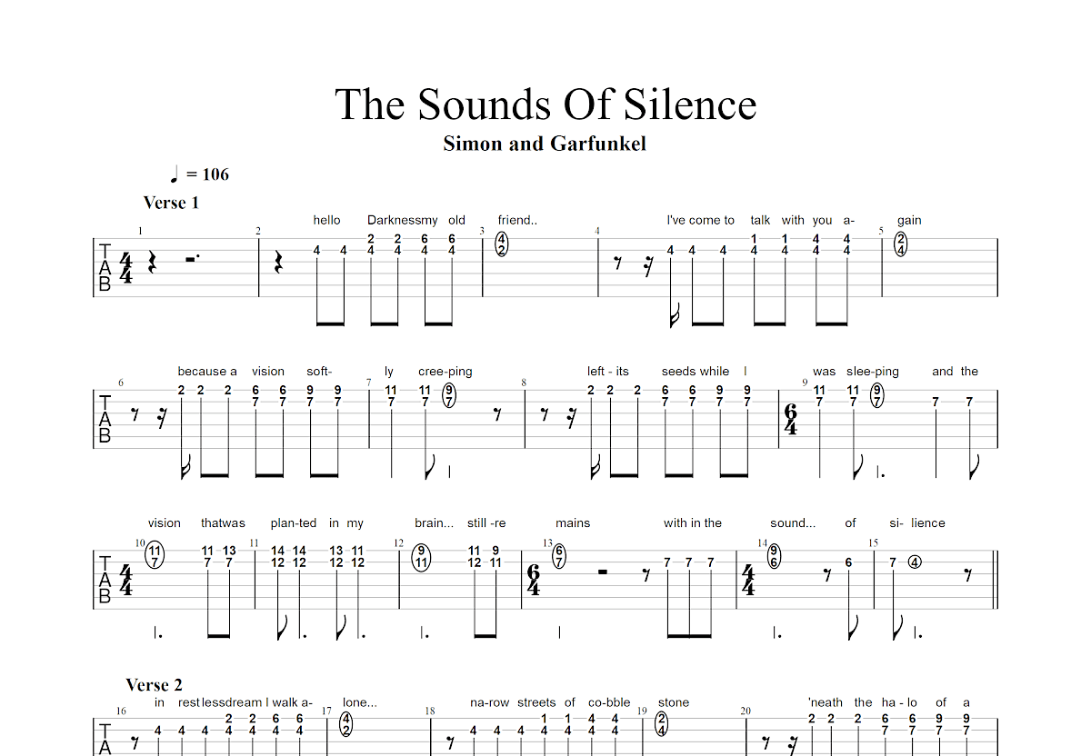 The Sound Of Silence 2吉他谱预览图