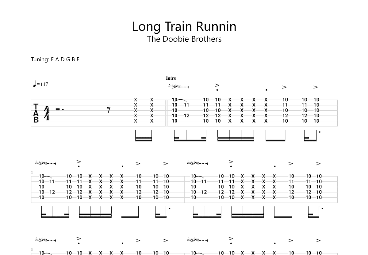 Long Train Runnin吉他谱预览图