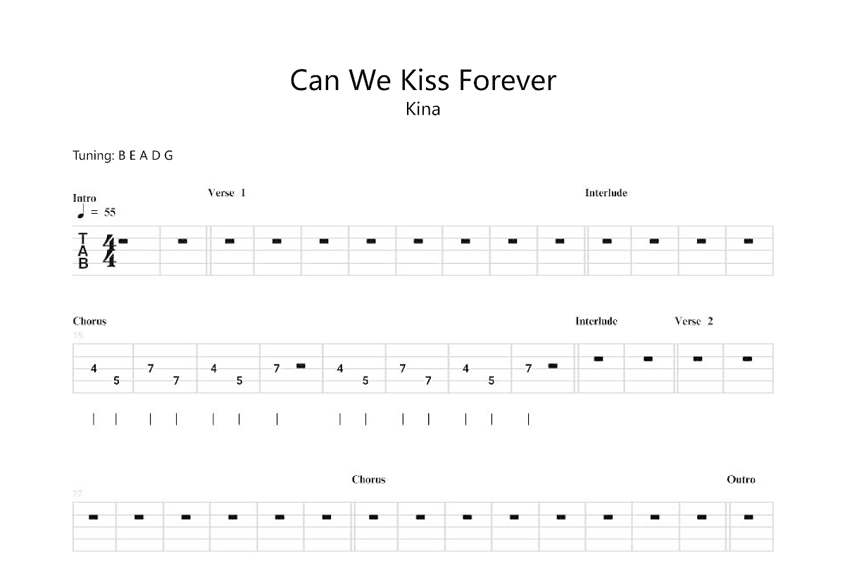 Can We Kiss Forever吉他谱预览图