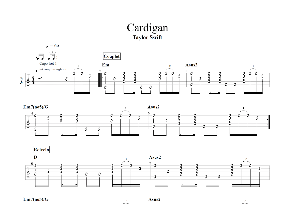 Cardigan吉他谱预览图