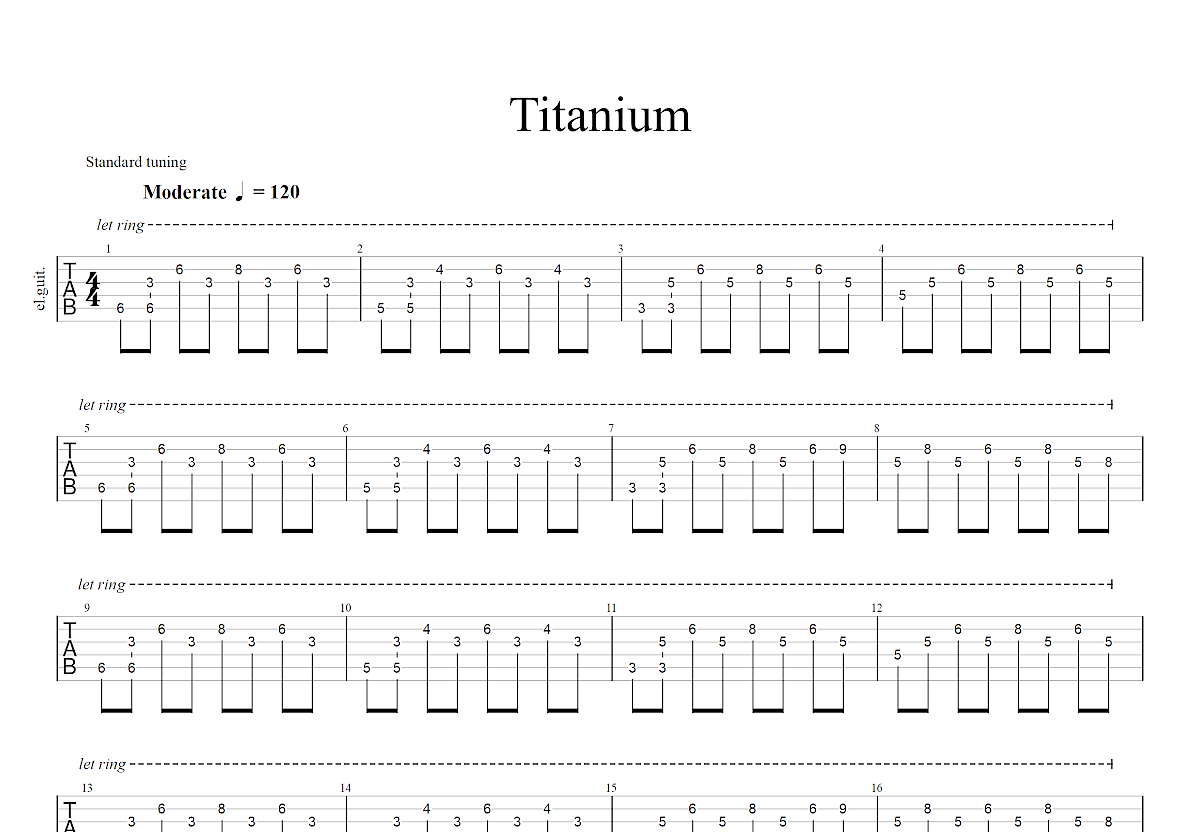 Titanium吉他谱预览图