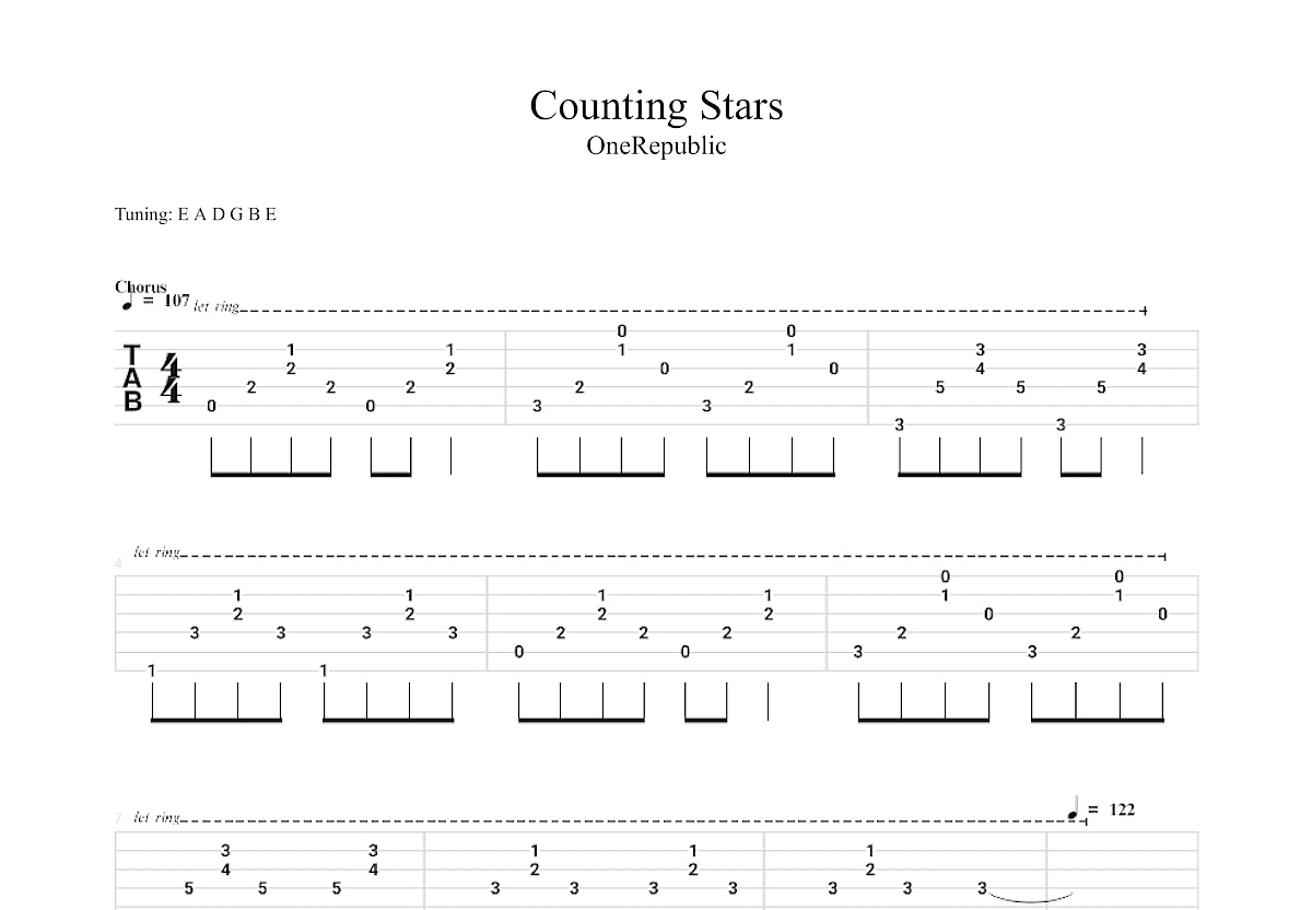 Counting Stars吉他谱预览图