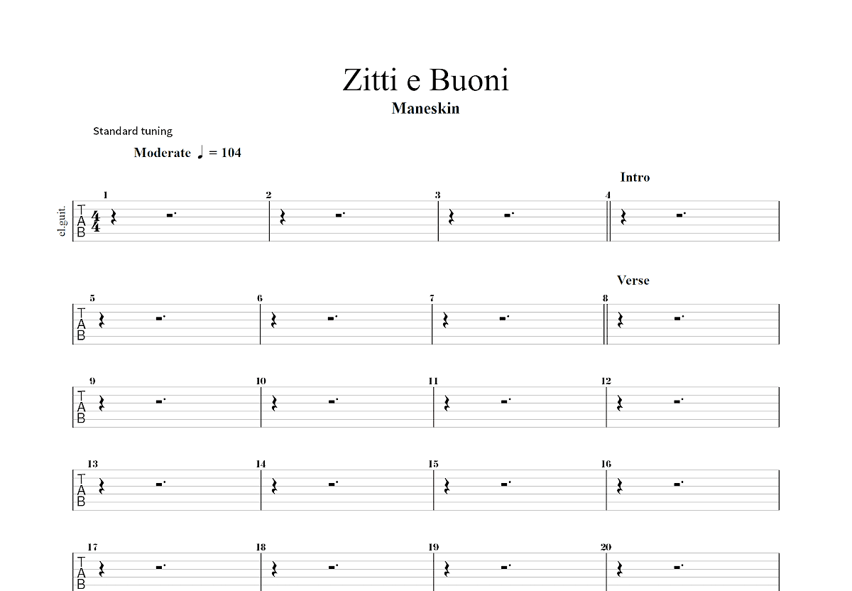 Zitti e Buoni吉他谱预览图