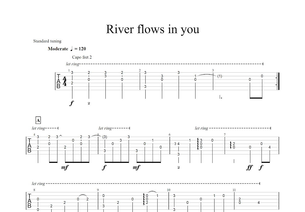 River Flows In You吉他谱预览图