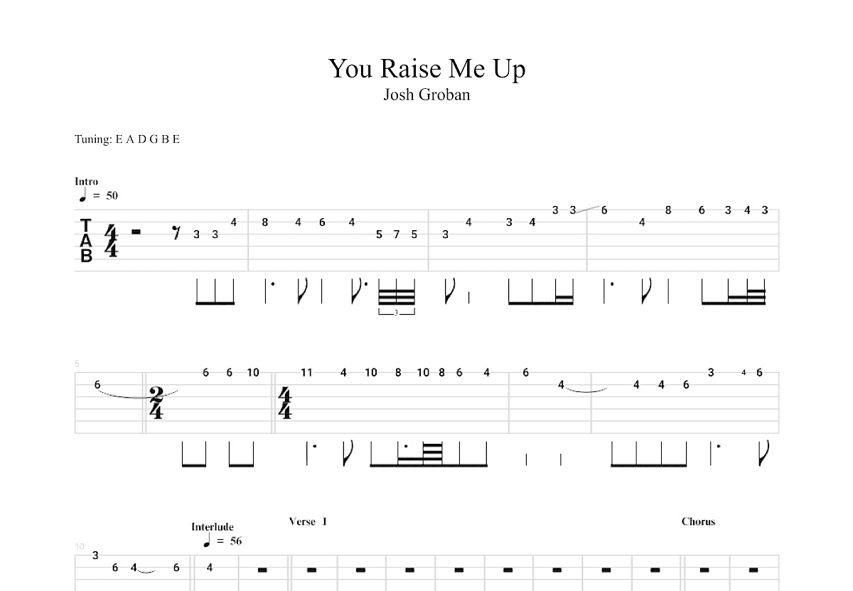 You Raise Me Up吉他谱预览图