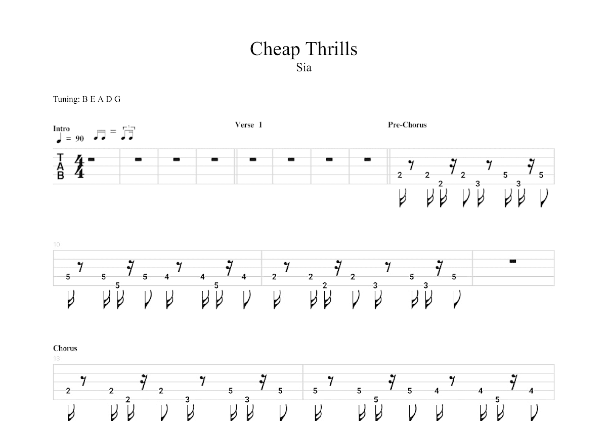 Cheap Thrills吉他谱预览图