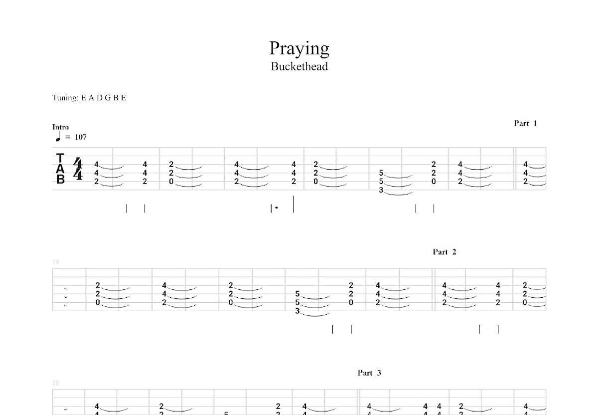 Praying吉他谱预览图