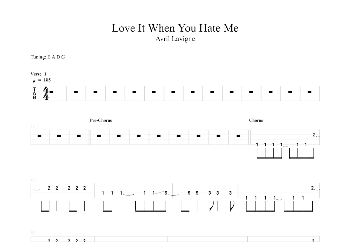 Love It When You Hate Me吉他谱预览图