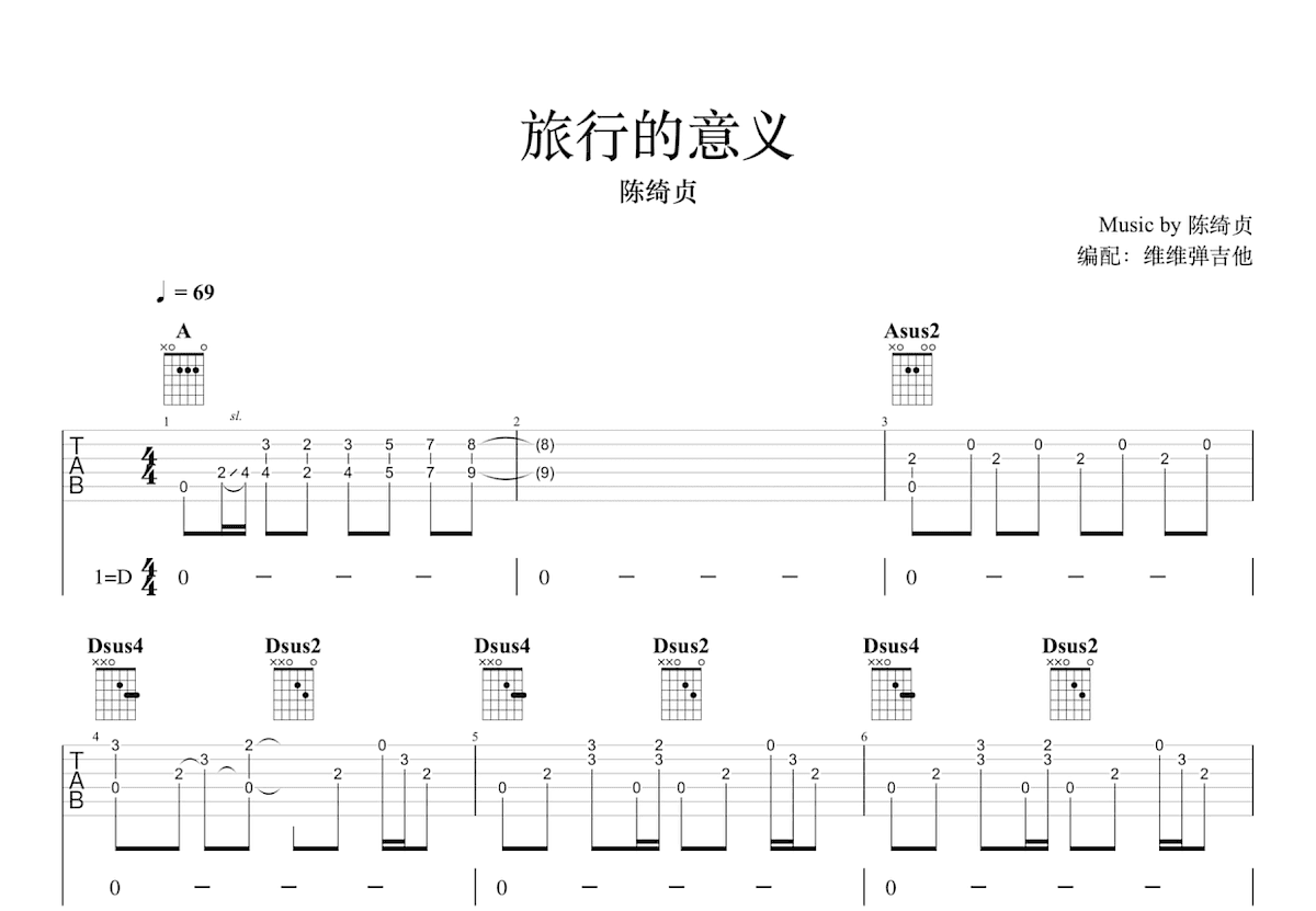 旅行的意义吉他谱预览图