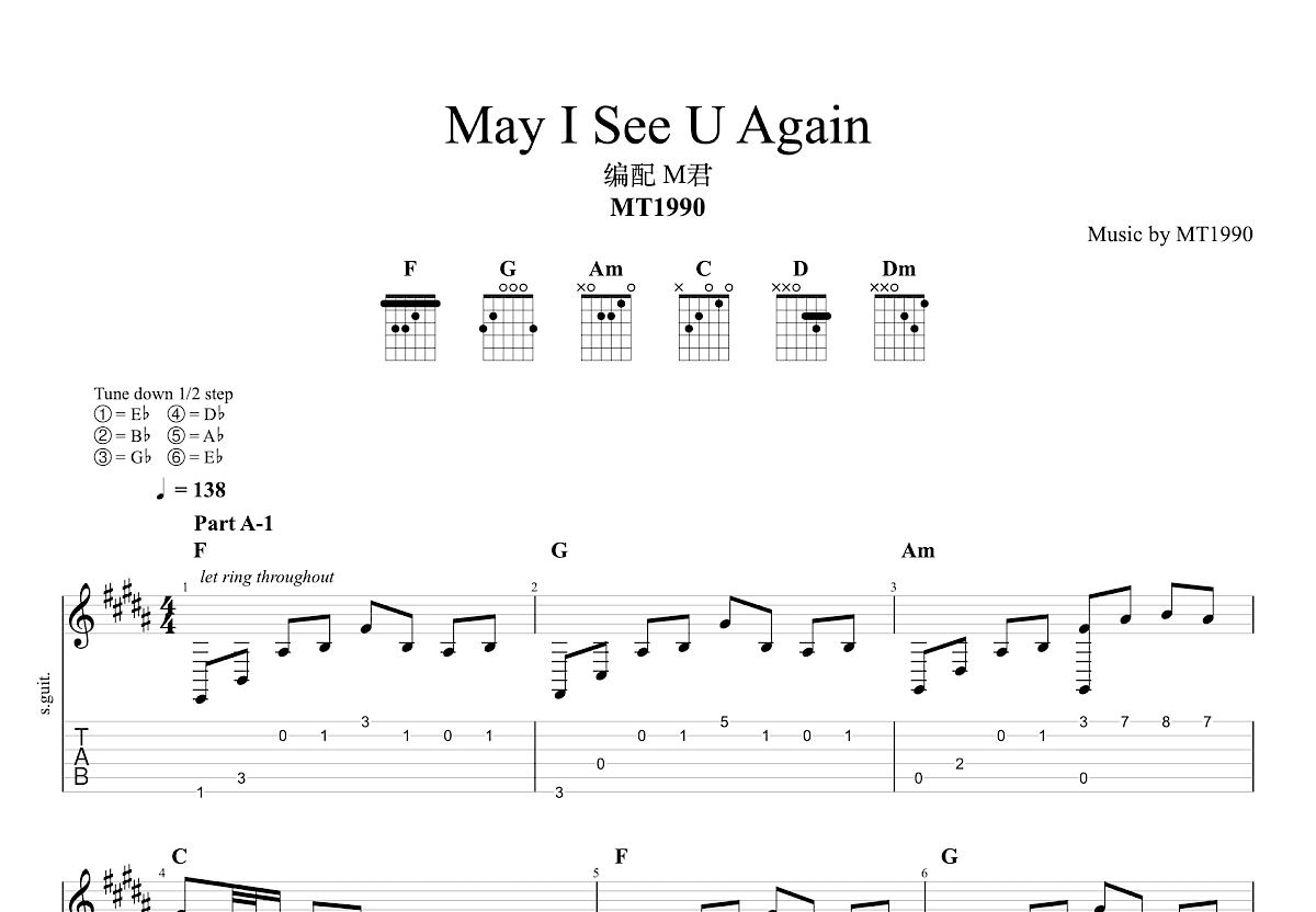 May I See Again吉他谱预览图